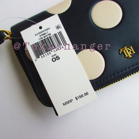 NWT Lauren Ralph Lauren Polka Dot Debossed Leather Continental Wallet - Picture 10 of 10